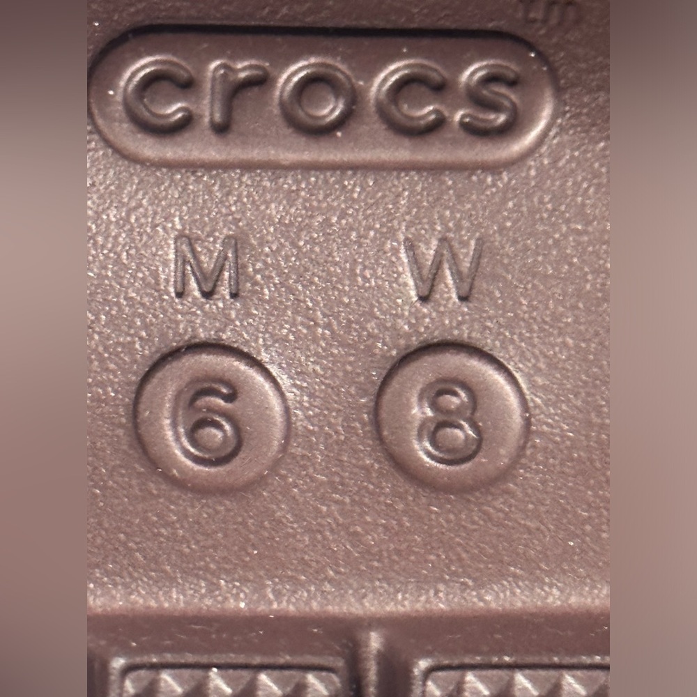 CROCS Brown Sandals with Pink Accents - Picture 9 of 11